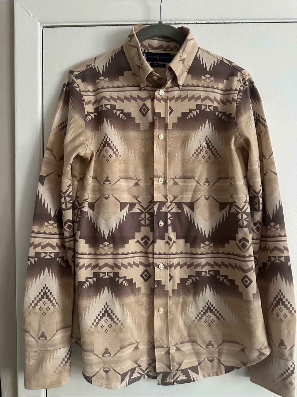 Ralph Lauren Brown & Tan Aztec Knit Oxford Shirt